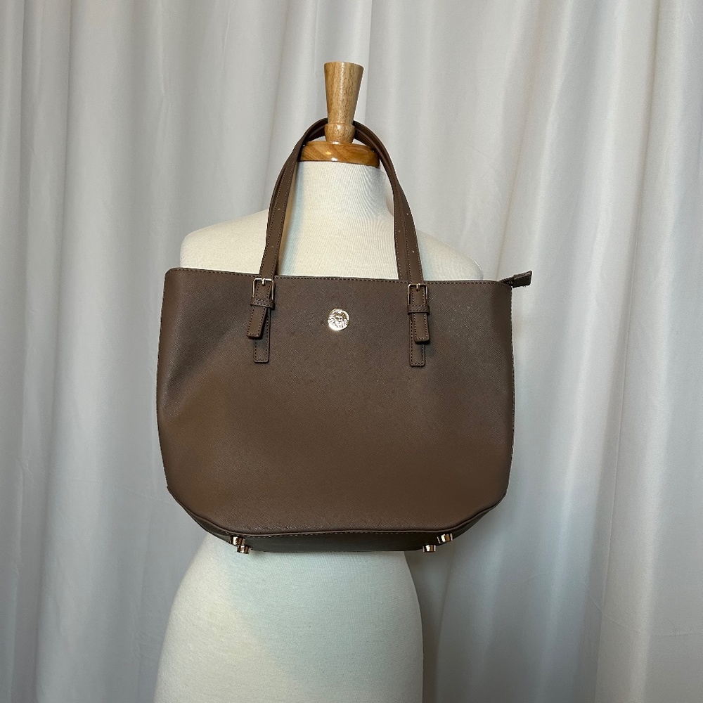 ANNE KLEIN FAUX LEATHER LARGE STRUCTURED TOTE